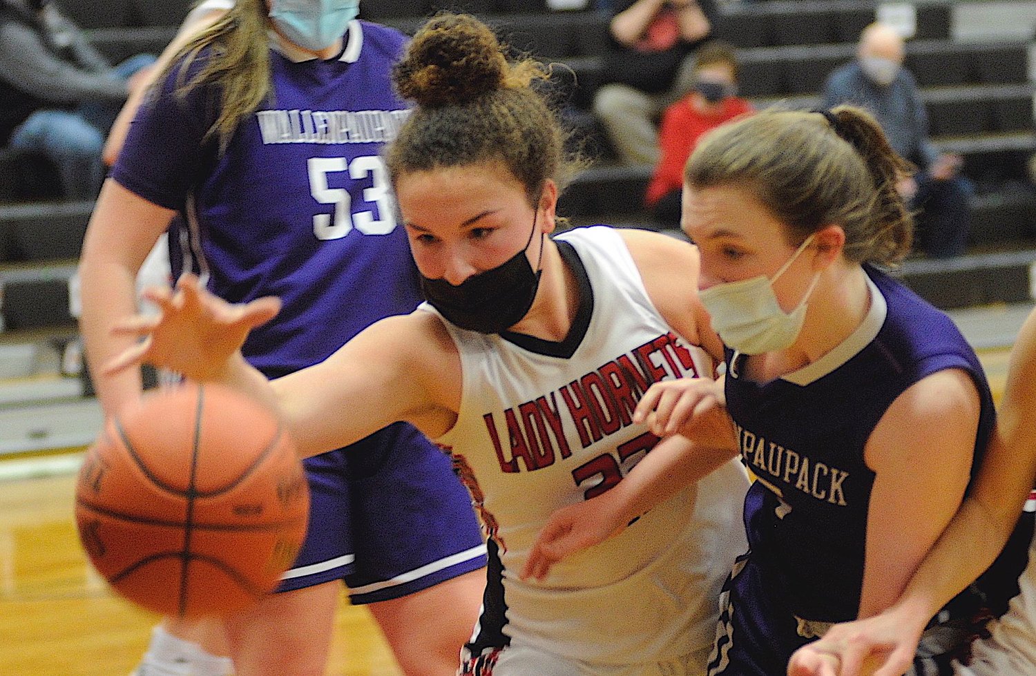 Long reach. Honesdale’s Chloe Lyle posted 8 points.